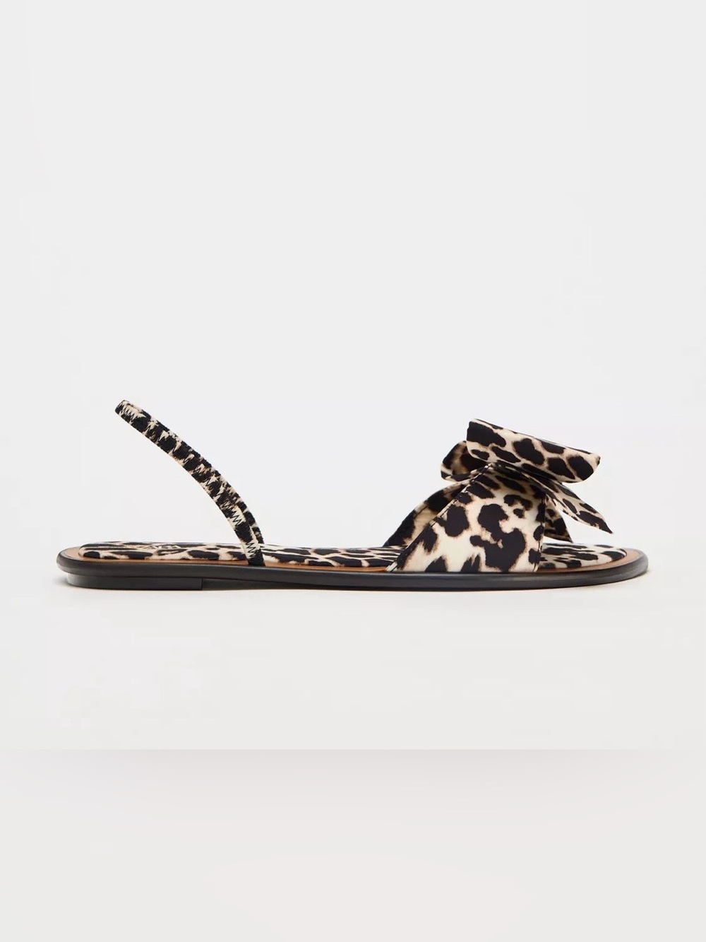 Zara Leopard Bow Slingback Sandal - Black & Cream